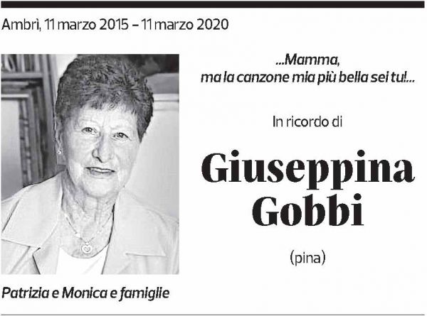 Annuncio funebre Giuseppina Gobbi