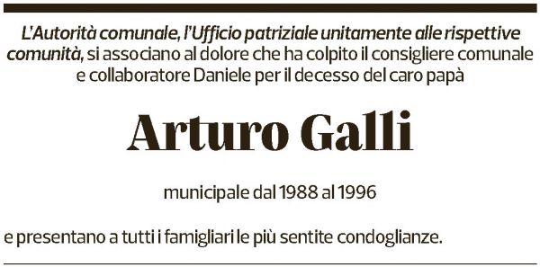 Annuncio funebre Arturo Galli
