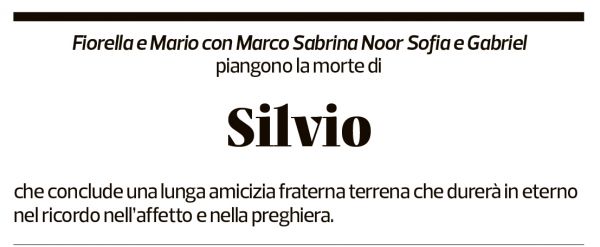 Annuncio funebre Silvio Soldati