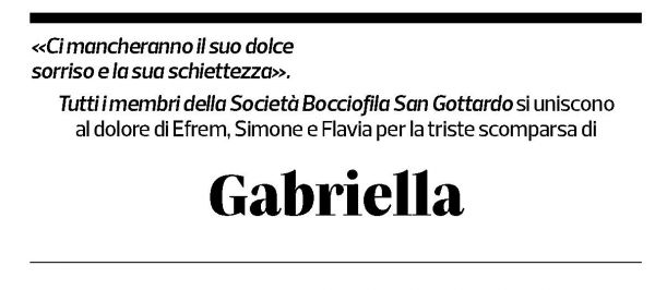 Annuncio funebre Gabriella Guidali
