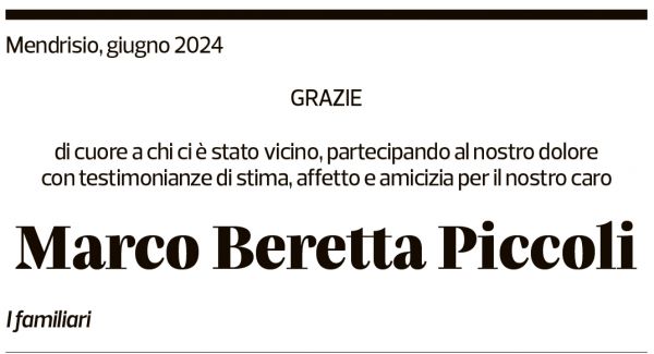 Annuncio funebre Marco Beretta Piccoli