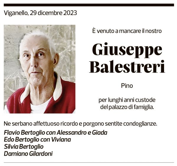 Annuncio funebre Giuseppe Balestreri