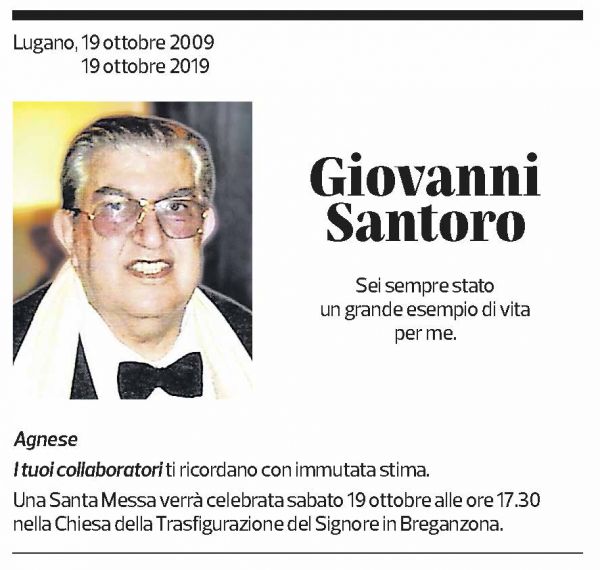 Annuncio funebre Giovanni Santoro
