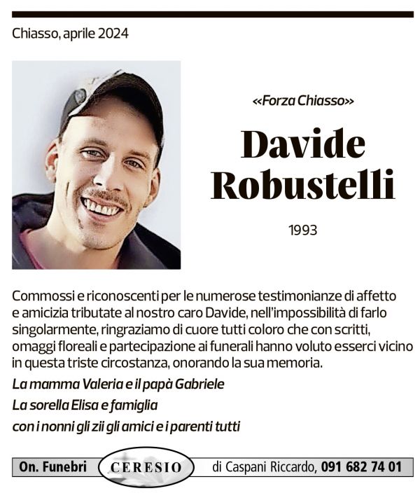 Annuncio funebre Davide Robustelli