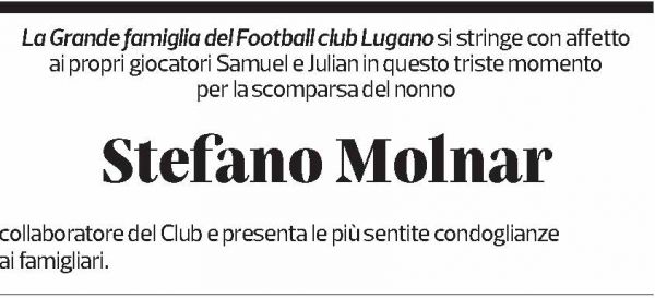Annuncio funebre Stefano Molnar