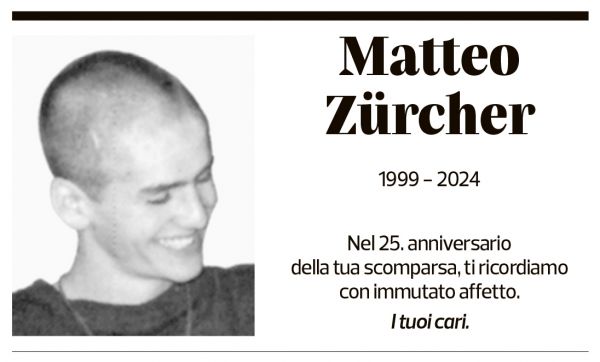 Annuncio funebre Matteo Zürcher