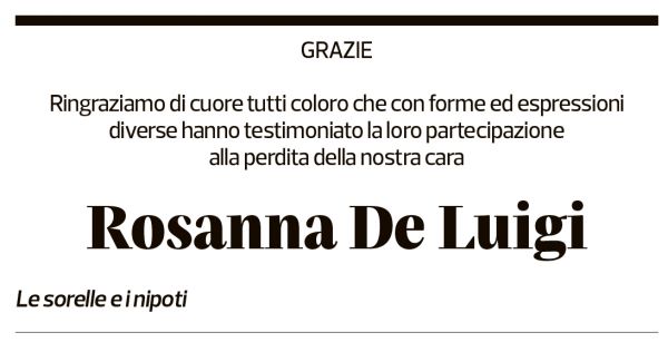 Annuncio funebre Rosanna De Luigi