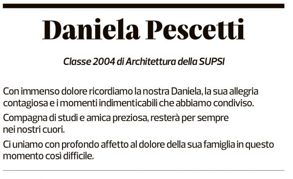 Annuncio funebre Daniela Pescetti