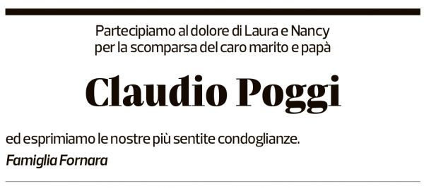 Annuncio funebre Claudio Poggi