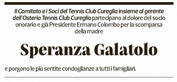 Annuncio funebre Speranza Galatolo