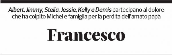 Annuncio funebre Francesco Della Libera