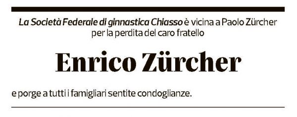 Annuncio funebre Enrico Zürcher