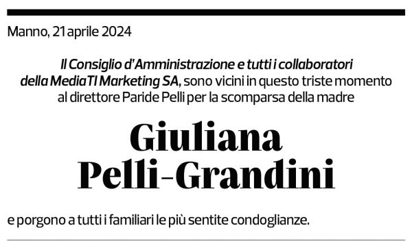 Annuncio funebre Giuliana Pelli-grandini