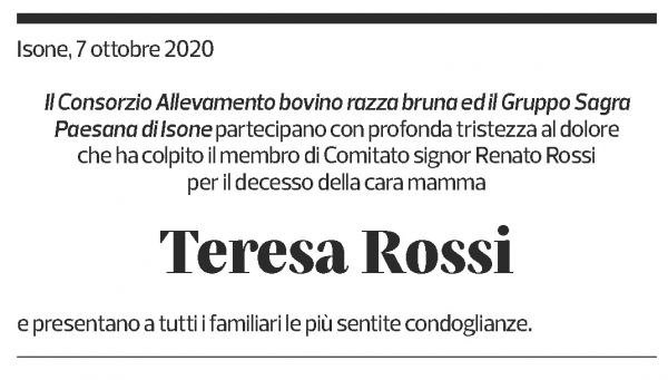 Annuncio funebre Teresa Rossi