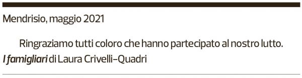 Annuncio funebre Laura Crivelli-quadri