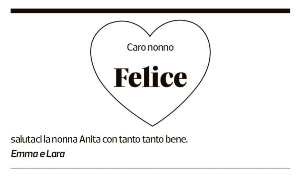 Annuncio funebre Felice Saccomani