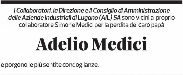 Annuncio funebre Adelio Medici