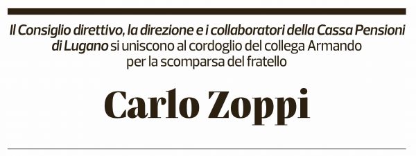 Annuncio funebre Carlo Zoppi