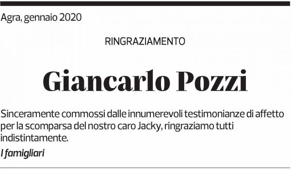 Annuncio funebre Giancarlo Pozzi