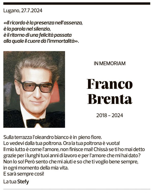 Annuncio funebre Franco Brenta