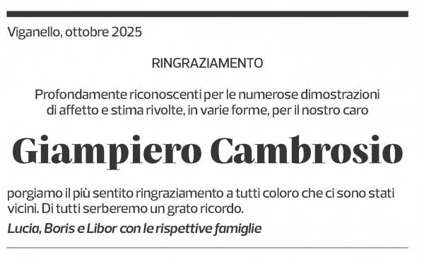 Annuncio funebre Giampiero Cambrosio