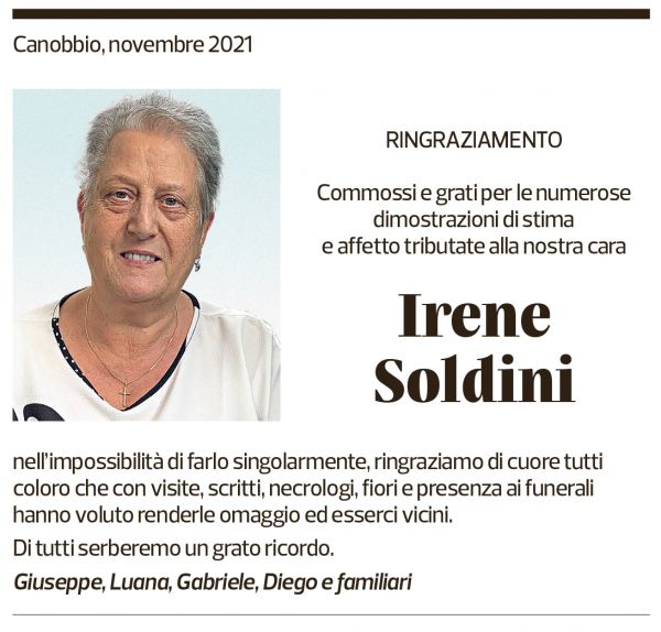 Annuncio funebre Irene Soldini