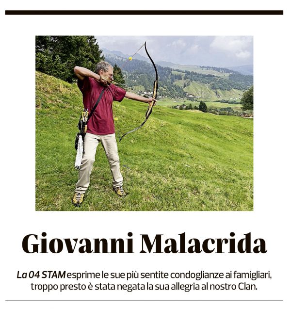 Annuncio funebre Giovanni Malacrida