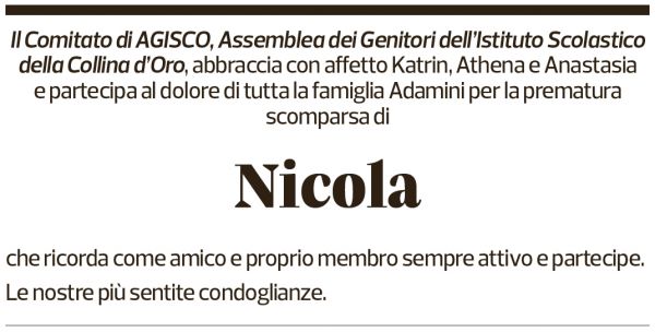 Annuncio funebre Nicola Adamini