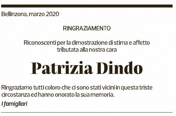 Annuncio funebre Patrizia Dindo