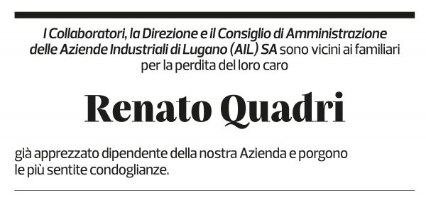 Annuncio funebre Renato Quadri