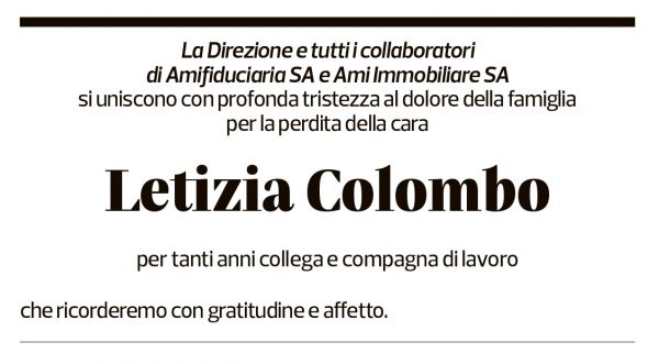 Annuncio funebre Letizia Heiz Colombo