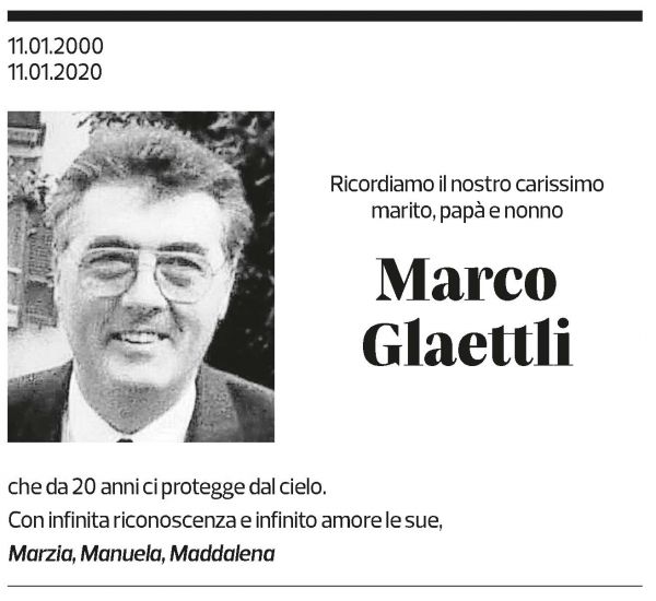 Annuncio funebre Marco Glaetti