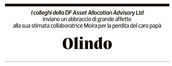 Annuncio funebre Olindo Caimi