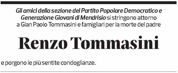 Annuncio funebre Renzo Tommasini