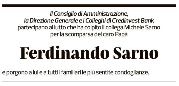 Annuncio funebre Ferdinando Sarno