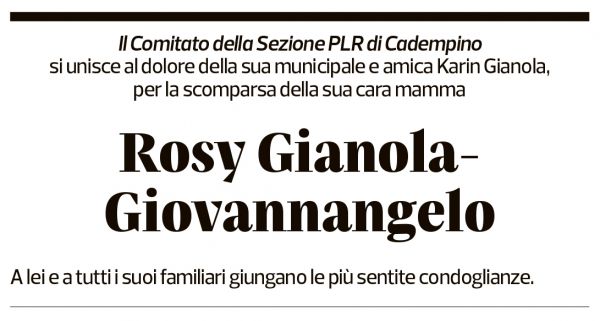 Annuncio funebre Rosy Gianola-giovannangelo