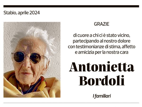 Annuncio funebre Antonietta Bordoli