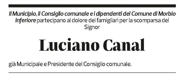 Annuncio funebre Luciano Canal