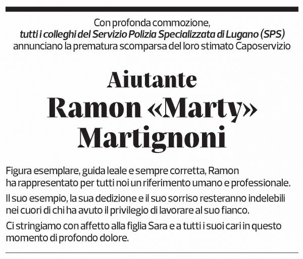Annuncio funebre Ramon Martignoni