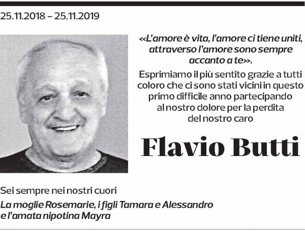 Annuncio funebre Flavio Butti
