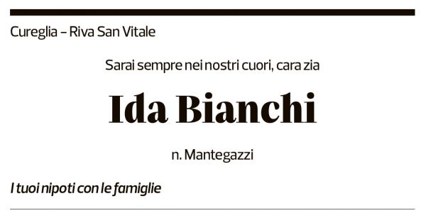 Annuncio funebre Ida Bianchi