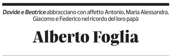 Annuncio funebre Alberto Foglia