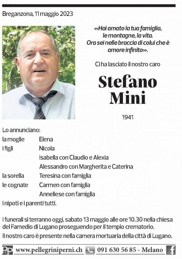 Annuncio funebre Stefano Mini