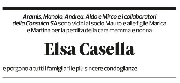 Annuncio funebre Elsa Casella