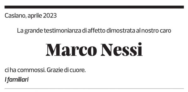 Annuncio funebre Marco Nessi