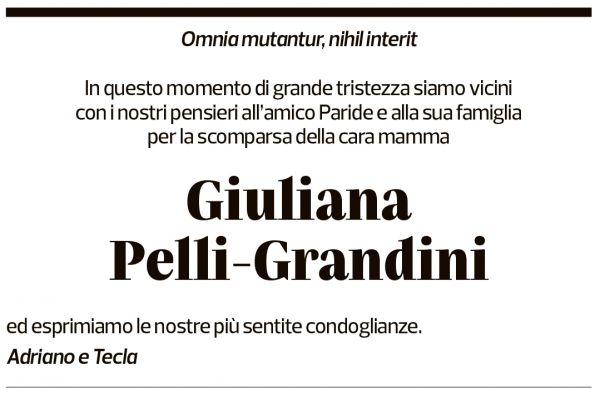 Annuncio funebre Giuliana Pelli-grandini