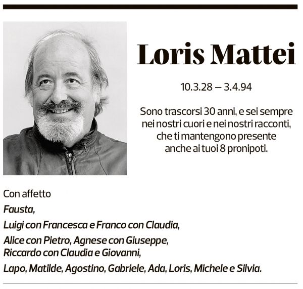 Annuncio funebre Loris Mattei