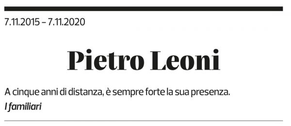 Annuncio funebre Pietro Leoni