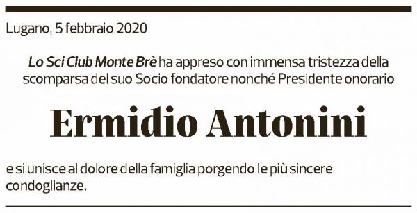 Annuncio funebre Ermidio Antonini