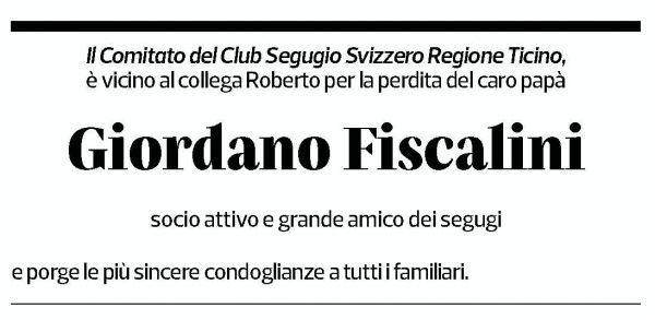 Annuncio funebre Giordano Fiscalini